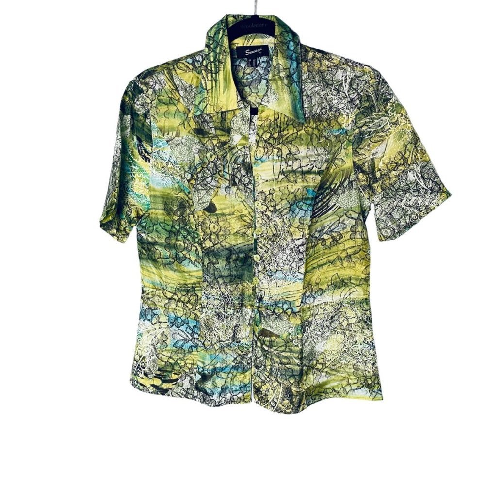 RARE Seroussi 100% Silk Romanian Paisley Floral Button Men Dress Shirt UK12